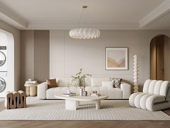 Modern Living Room Sofa Coffee Table Combination Single Person Sofa Stool Floor Lamp Hanging Picture 3d model