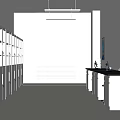 White Laboratory Long Corridor With Glass Cabinets Lab Benches Sinks And Wall Charts