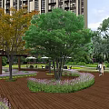 Residential Landscape With Walking Path Steps Trees Lawns And Flower Beds Near Buildings