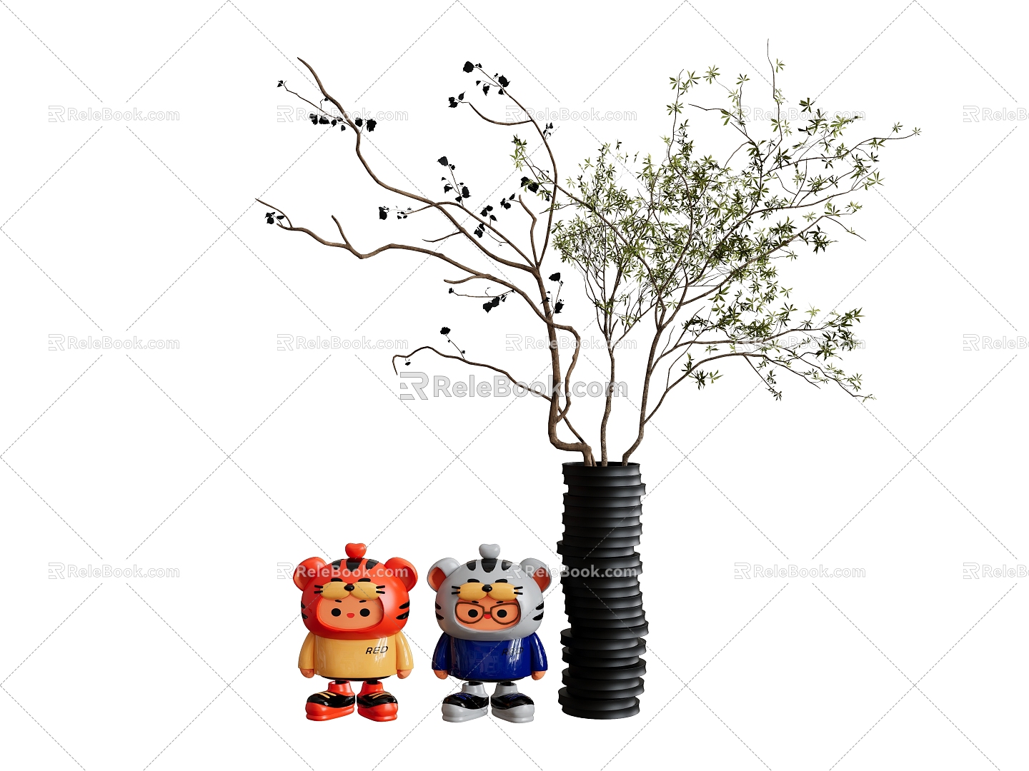 Ornaments Potato Tiger Plant Vase Doll Porcelain Doll 3d model