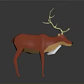Low Poly Red Deer Character with Golden Antlers in Modern Minimal 3D Design