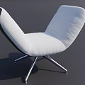 Modern White Upholstered Accent Chair with Crossed Metal Legs and Sleek Contemporary Design