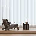 White Vertical Blinds In Modern Living Space With Armchair Side Table And Potted Plant