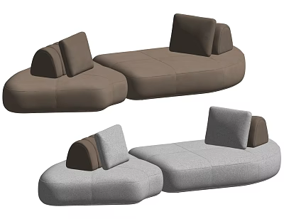 Modern Sectional Sofa Designs In Brown And Gray With Comfortable Cushions 3d model