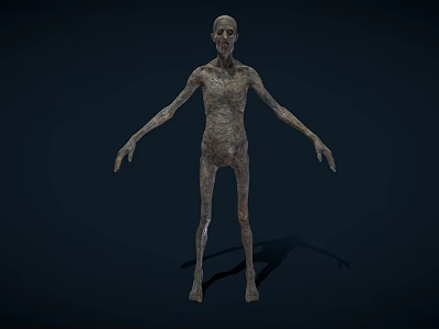 Creepy Gaunt Humanoid Game and Movie Character with Shriveled Skin and Grayish Tone 3d model