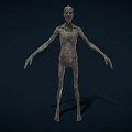 Creepy Gaunt Humanoid Game and Movie Character with Shriveled Skin and Grayish Tone 3d model