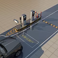 Public Parking Facility Featuring Marked Vehicle Recognition Area And Access Equipment 3d model