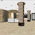 Modern Hotel Lobby Interior With Wooden Panel Walls Copper Elevators And Decorative Carpet