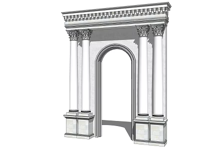 Classical Entrance Gate With Arched Structure Ornate Columns And Decorative Entablature 3d model