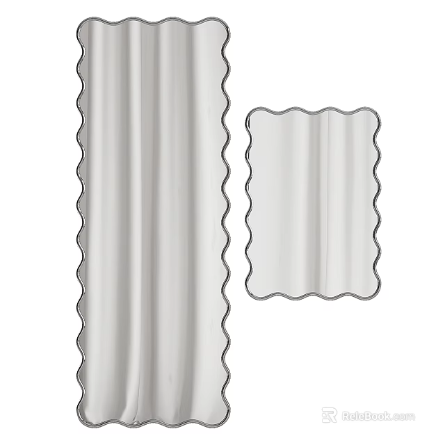 Decorative Mirrors With Scalloped Borders In Rectangular And Square Shapes 3d model 