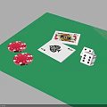 Green Poker Table Setup With Pink Chips Cards And White Dice