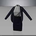 Blue Coat With White Shirt And Dark Blue Skirt Stylish Fashion Outfit