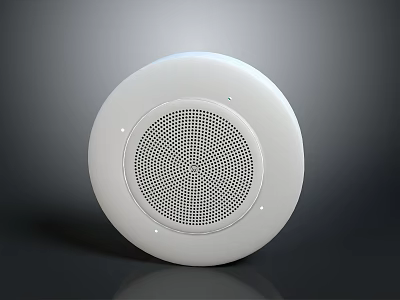 White Circular Electronic Device Built in Speaker with Grid Design for Home Audio System 3d model