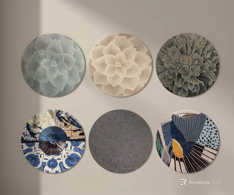 Round Rugs With Diverse Floral And Geometric Patterns For Home Decoration 3d model 