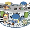 Modern Children's Table and Chair Toy Table Learning Desk Lego Building Blocks Toys 3d model