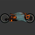 MINIMAL Teal Motorcycle With Orange Wheels And Modern Futuristic Design