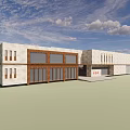 Modern Building Exterior Design With Light Stone Walls Large Glass Windows And Wooden Eave