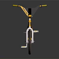 Stylish Yellow Bicycle With Pink Wheels White Seat And Black Yellow Handlebars