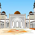 Ancient Architectural Structure With Dome Minarets Arched Windows And Traditional Design 3d model
