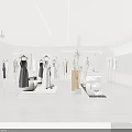 Korean Women's Clothing Store with Fashionable Dresses on Mannequins Modern Interior and Elegant