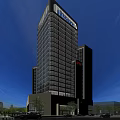 Aerial Planning of Modern Skyscraper with Surrounding Low Rise Buildings Roads and Greenery
