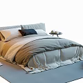 Double Bed With Black Accent Pillow Neutral Bedding Nightstands Gray Rug Cozy Bedroom Interior