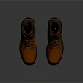 Orange Mid Cut Outdoor Work Boots With Non Slip Rubber Sole 3d model