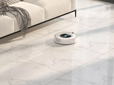 Efficient Robot Vacuum Cleaner as Modern Household Appliance in Living Room with Marble Floor 3d model