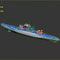 Detailed Military Submarine Scale Model With White Hull And Deck Features