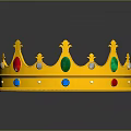 Household Decorative Golden Crown Adorned With Colorful Gemstones And Spires