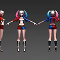 Three-Shading Two-Shading Two-Clown Female Baseball Female European and American Female Double-Ponytail Cheerleading Female Hand-painted Characters 3d model