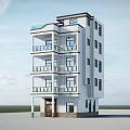 Modern Detached Villa Exterior With Multiple Balconies Large Windows And Wooden Door