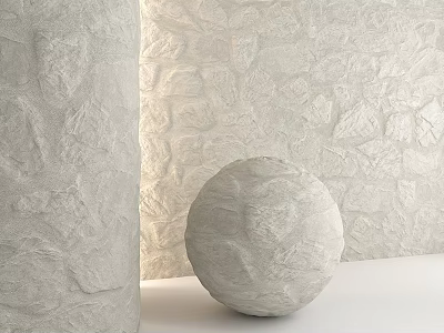 Textured Stone Architectural Components With Cylinder Sphere And Background Wall 3d model