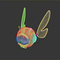 Mechanical Game and Movie Character With Blue Transparent Wings Glowing Eyes And Headphone Accents