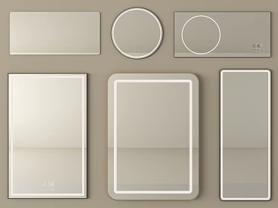 Various Shaped Mirrors Featuring Rectangular Circular And Frameless Designs For Home Decor 3d model