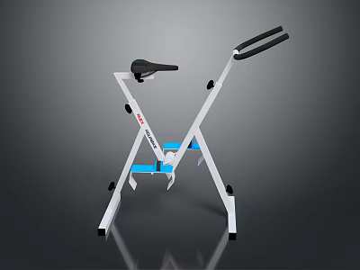 Foldable Indoor Fitness Equipment With White Frame Black Seat Blue Pedals And Black Handles 3d model