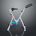 Foldable Indoor Fitness Equipment With White Frame Black Seat Blue Pedals And Black Handles