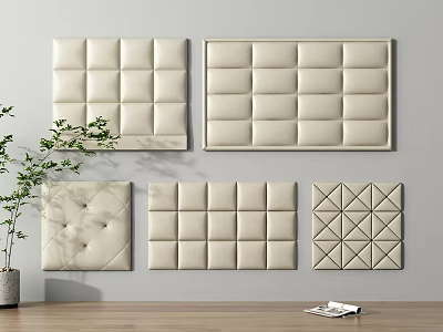 Upholstered Wall Panels With Various Designs For Interior 3d model