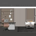 Elegant Modern Office Interior With Desk Office Chairs Bookshelf Sofa And Fireplace