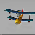 Vintage Biplane Model With Orange Fuselage Blue Wings And Green White Red Tail Stripes F-HOGA