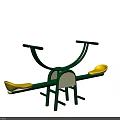 Outdoor Sports Equipment With Green Frame Yellow Seats Symmetric Handles And Supportive Base For Fitness