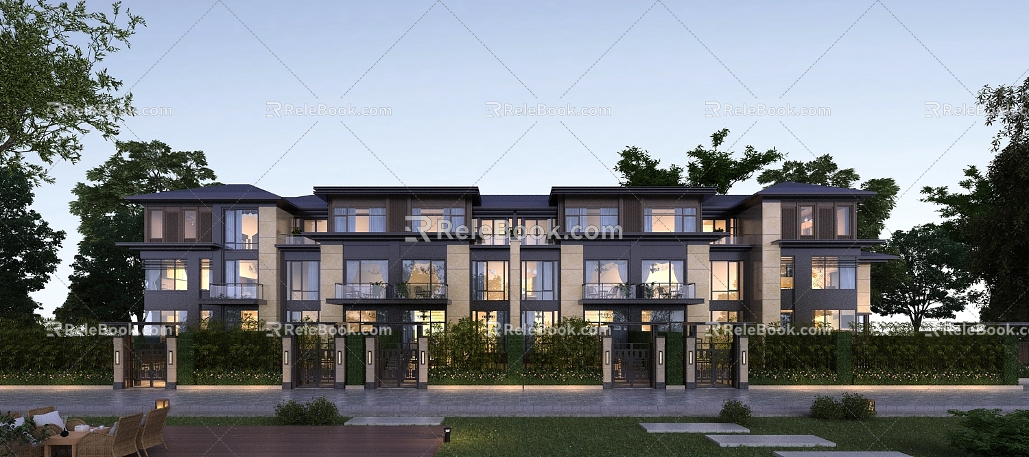 New Chinese Townhouse 3d model