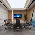 Modern Public Office Area with Open Glass Partition Yellow Sofa Black Coffee Table and Plant