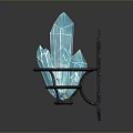 Blue Crystal Cluster Wall Light With Black Metal Bracket And Illuminated Design