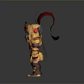 Cartoon Knight Character With Golden Red Armor And Red Feather Helmet Holding Sword