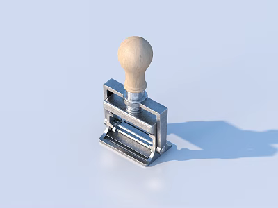 Household Stamp With Wooden Handle And Metal Base For Daily Use 3d model