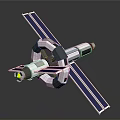 3D Model Of Spacecraft With Blue Solar Panels And White Structure For Space Exploration