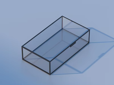 Transparent Rectangular Storage Box With Black Frame For Household Organization 3d model