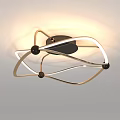 Modern Geometric Ceiling Light With Metal Frame And Black Decorative Balls 3d model