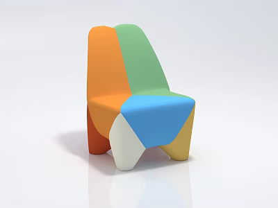 Modern Multicolored Accent Chair With Geometric Patchwork And Vibrant Color Blocks 3d model